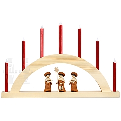 LED Round Arch with LED Candles natural wood