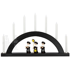 LED Round Arch with LED Candles black colored wood