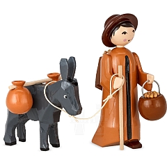 Eselkarawane Treiber mit Esel und Hucke 7 cm lackiert