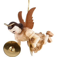 Floating Angel natural wood with Cymbals