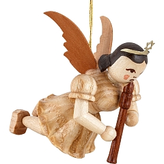 Floating Angel natural wood with Recorder