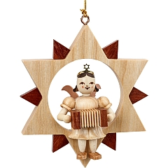 Angel natural wood in the Star with Concertina