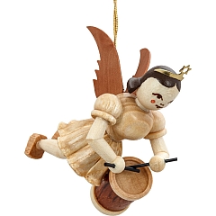 Floating Angel natural wood with Military Drum