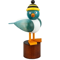 Seagull blue with striped hat black-yellow