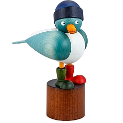 Seagull blue with blue Souwester hat boots red-green