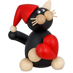 Cat Hilde with heart and red pointed hat