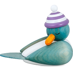 Sleeping Seagull blue with striped hat purple - white