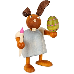 Easter Bunny grey with paintbrush and egg
